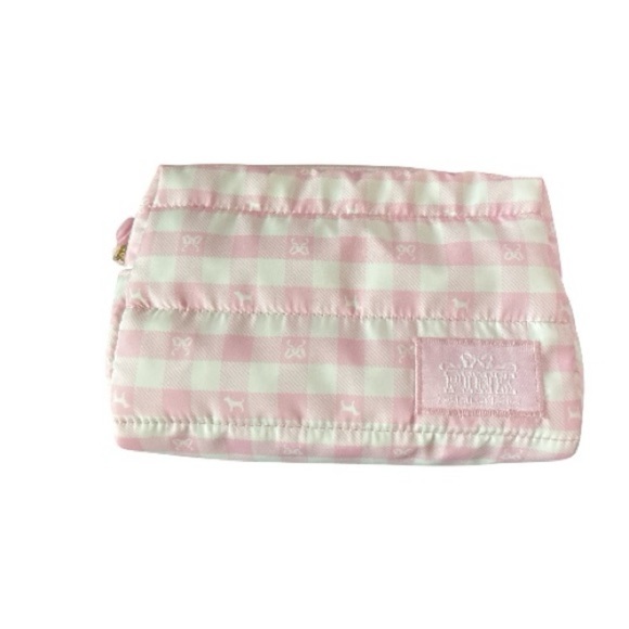 PINK Victoria's Secret Handbags - PINK x LoveShackFancy Pink Gingham Puffy Cosmetic Bag Makeup Case